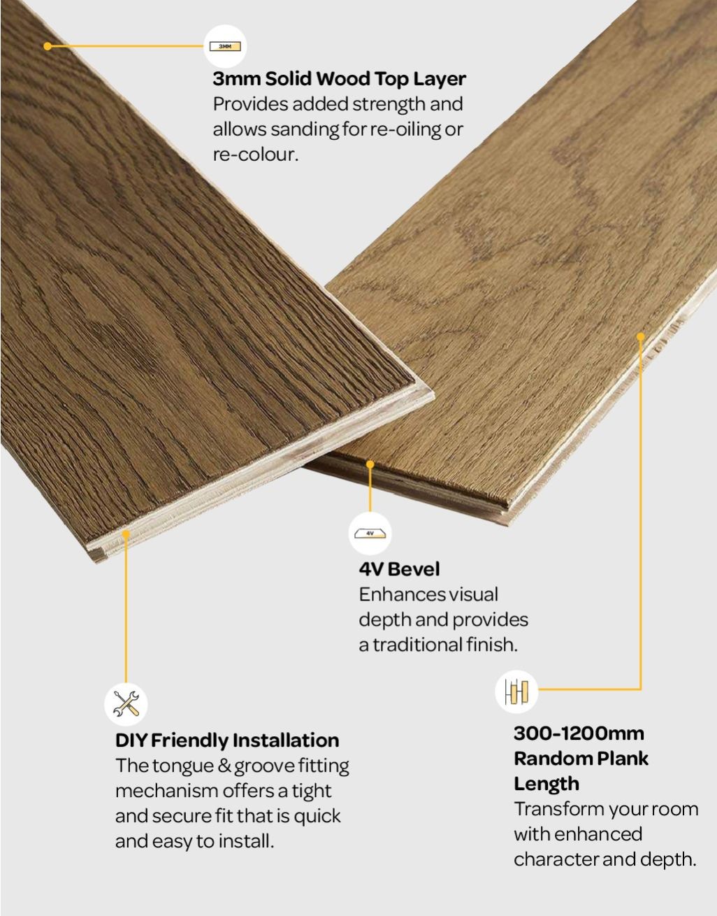Loft Deep Golden Oak Engineered Wood Flooring (1.44m2 per pack)