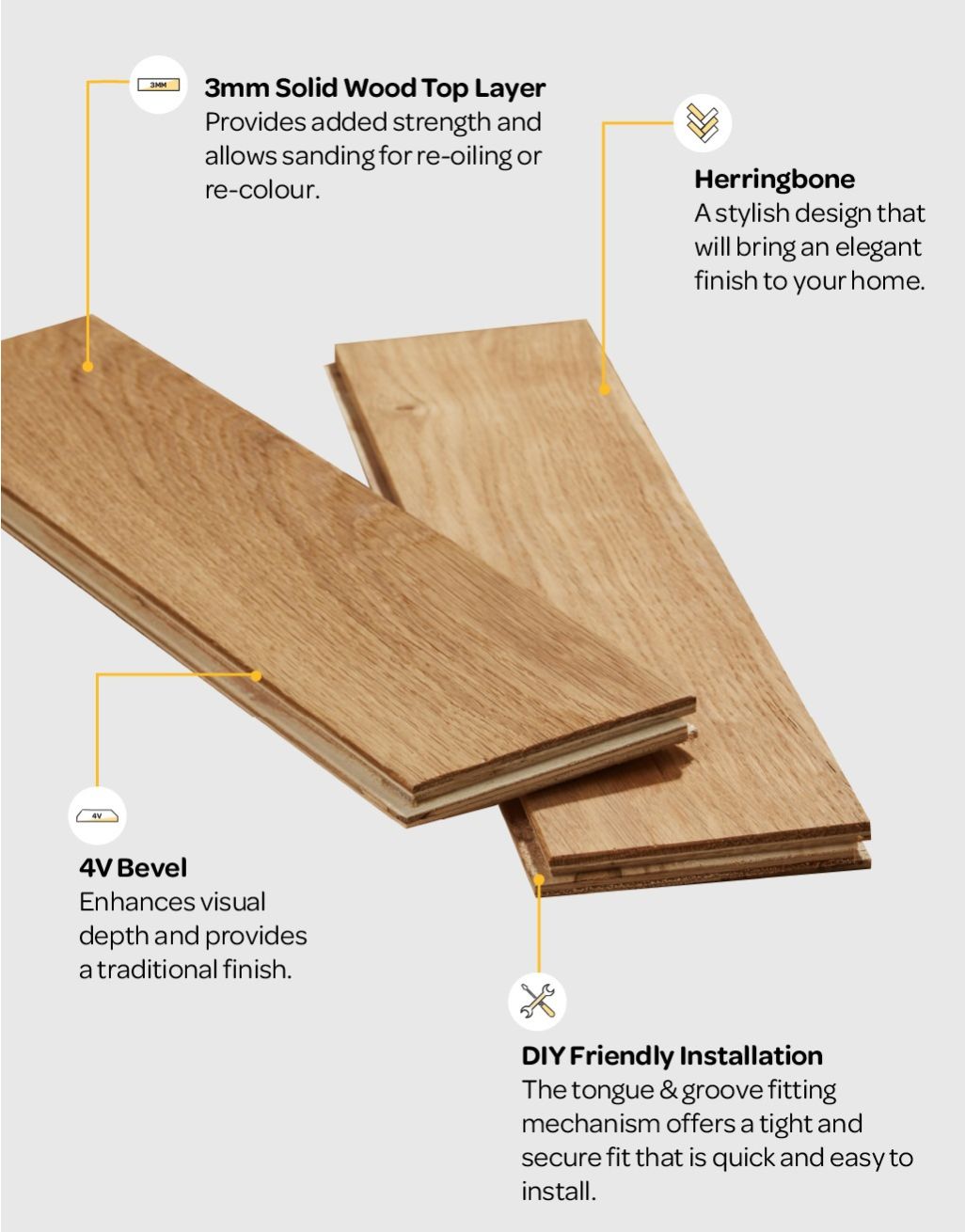 Oxford Herringbone Natural Oak Brushed & Oiled (1.94m2 per pack)