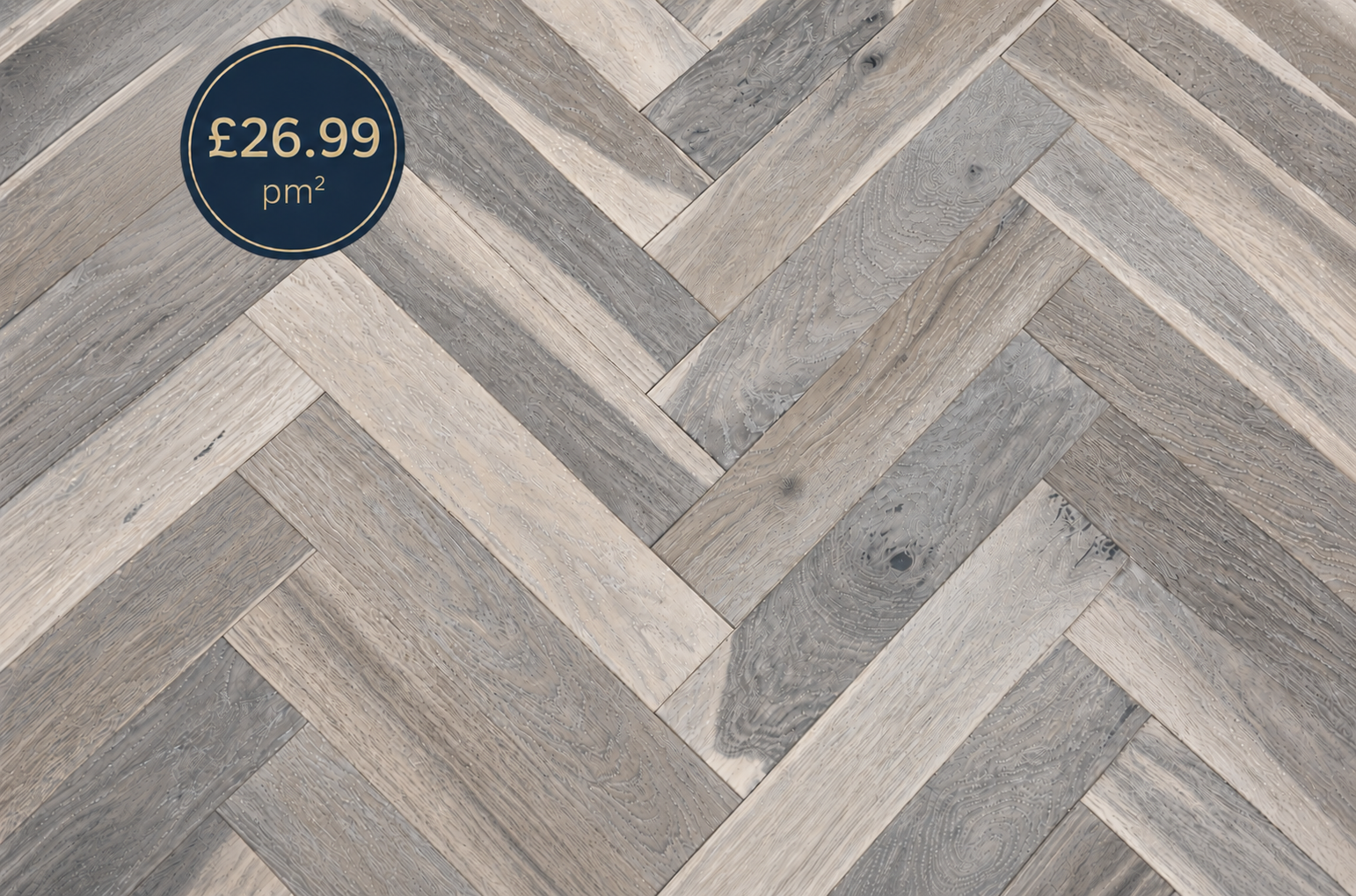 Herringbone Engineered Wood Flooring Smoked Grey (2.268m2 per pack)