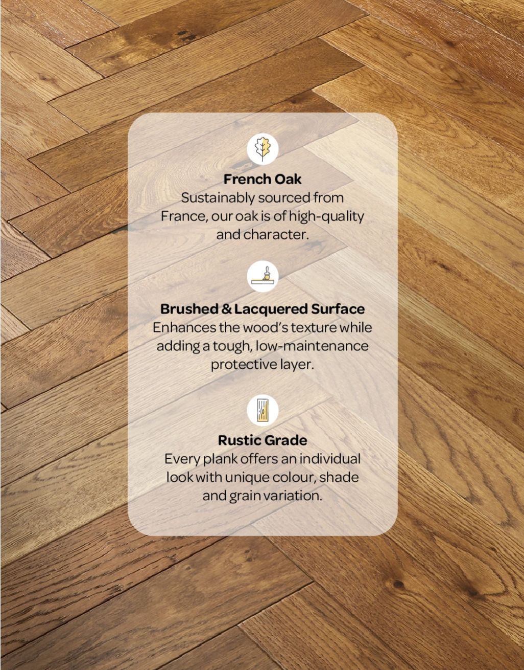 Oxford Herringbone Golden Smoked Oak Brushed & Lacquered (1.94m2 per pack)